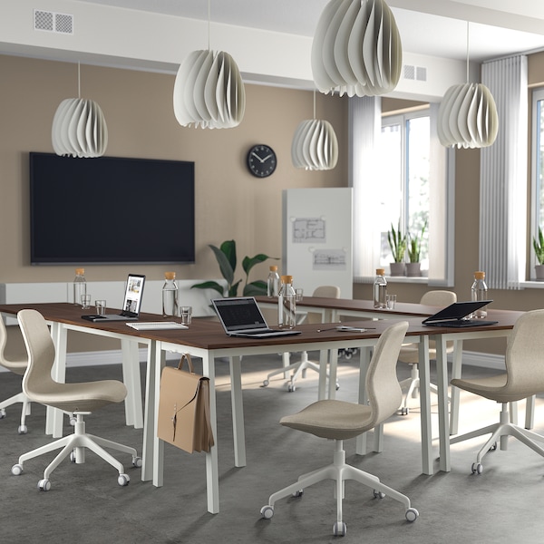 IKEA MITTZON conference table, 55 1/8x26 3/4x29 1/2 in Walnut Veneer / White, Ikea Ireland | 9426LKYZJ