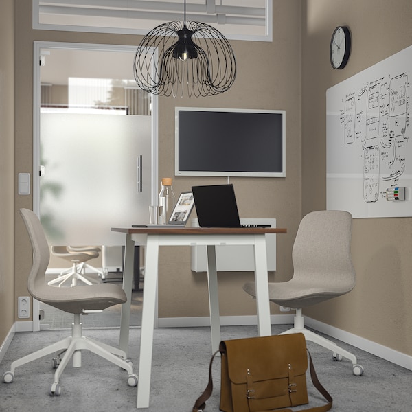 IKEA MITTZON conference table, 55 1/8x26 3/4x29 1/2 in Walnut Veneer / White, Ikea Ireland | 9426LKYZJ