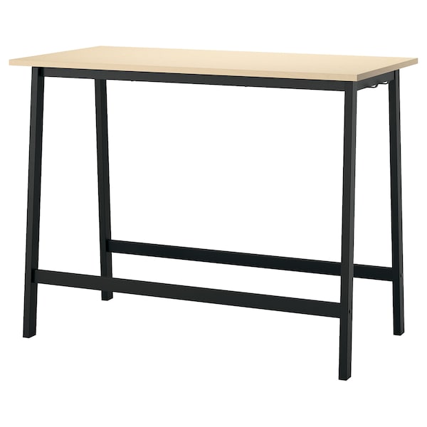 IKEA MITTZON conference table, 55 1/8x26 3/4x41 3/8 in Birch Veneer / Black, Ikea Ireland | 6821ZHEID