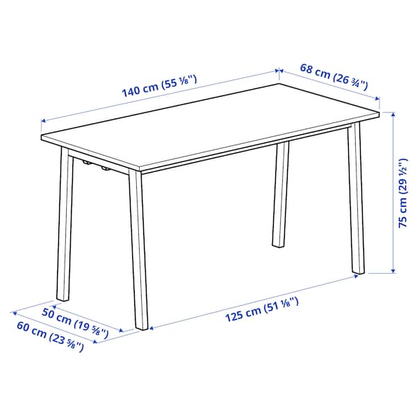 IKEA MITTZON conference table, 55 1/8x26 3/4x29 1/2 in White, Ikea Ireland | 5712HNYZT