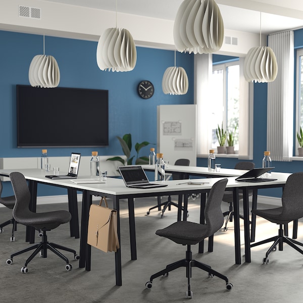 IKEA MITTZON conference table, 55 1/8x26 3/4x29 1/2 in White / Black, Ikea Ireland | 4957OYSDP