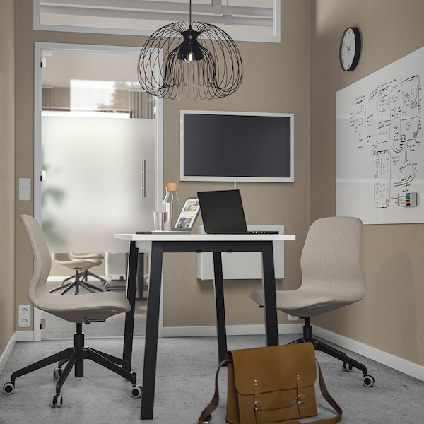IKEA MITTZON conference table, 55 1/8x26 3/4x29 1/2 in White / Black, Ikea Ireland | 4957OYSDP