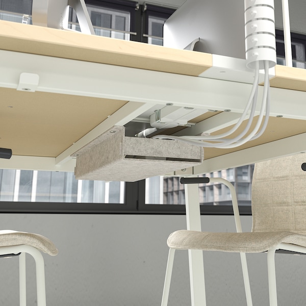 IKEA MITTZON conference table, 55 1/8x42 1/2x29 1/2 in Birch Veneer / White, Ikea Ireland | 1395WBLFR