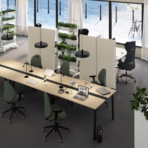 IKEA MITTZON conference table, 55 1/8x42 1/2x29 1/2 in Birch Veneer / Black, Ikea Ireland | 7835SVMNQ