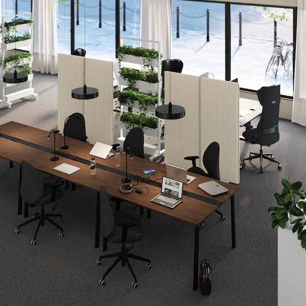IKEA MITTZON conference table, 55 1/8x42 1/2x29 1/2 in Walnut Veneer / Black, Ikea Ireland | 8462UYIPN