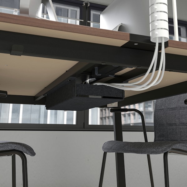 IKEA MITTZON conference table, 55 1/8x42 1/2x29 1/2 in Walnut Veneer / Black, Ikea Ireland | 8462UYIPN
