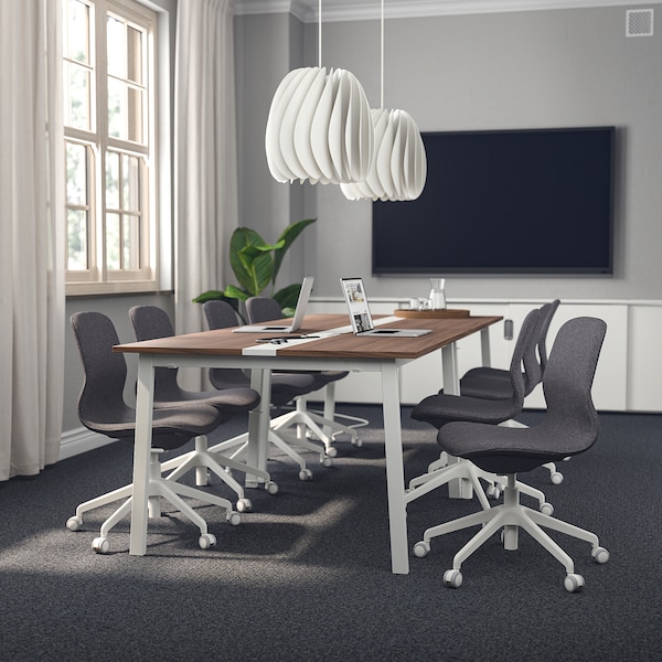 IKEA MITTZON conference table, 55 1/8x42 1/2x29 1/2 in Walnut Veneer / White, Ikea Ireland | 1678TIVJO