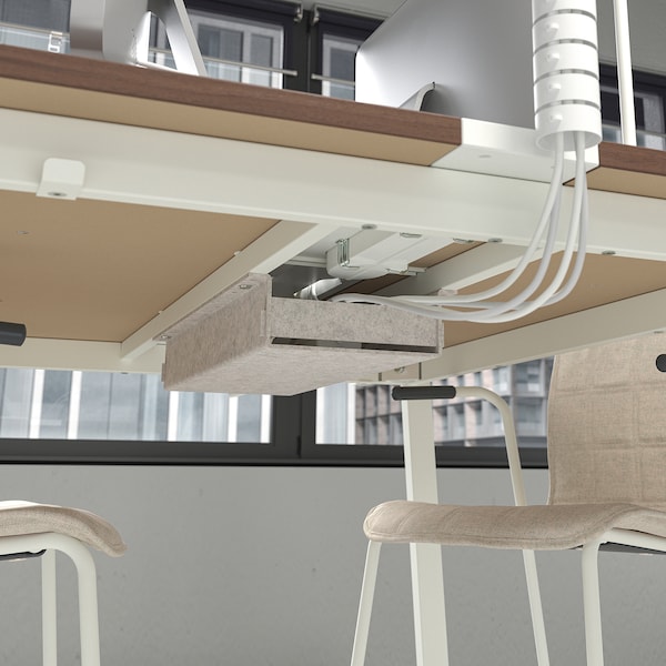 IKEA MITTZON conference table, 55 1/8x42 1/2x29 1/2 in Walnut Veneer / White, Ikea Ireland | 1678TIVJO