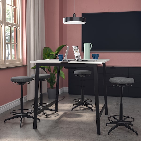 IKEA MITTZON conference table, 55 1/8x42 1/2x41 3/8 in White / Black, Ikea Ireland | 6075JQUND