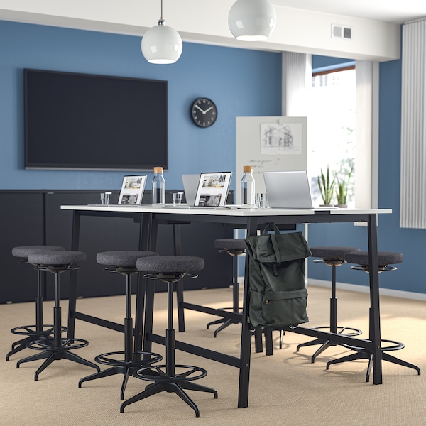 IKEA MITTZON conference table, 55 1/8x42 1/2x41 3/8 in White / Black, Ikea Ireland | 6075JQUND