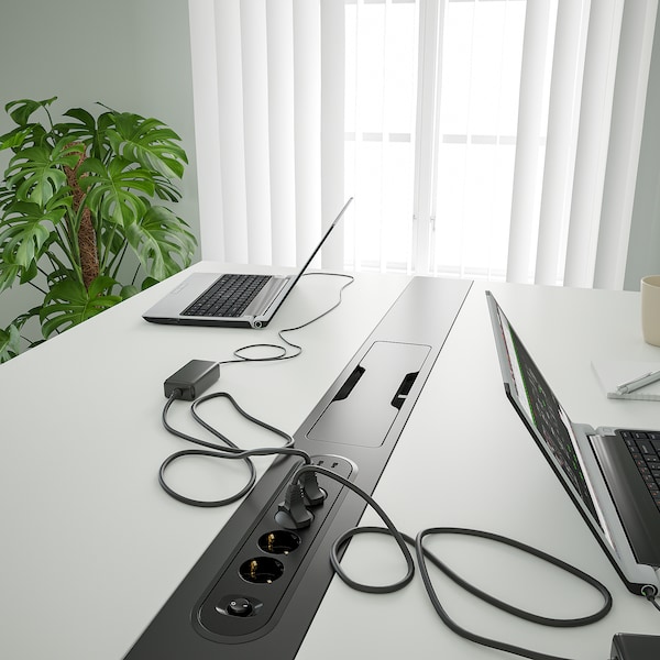 IKEA MITTZON conference table, 55 1/8x42 1/2x41 3/8 in White / Black, Ikea Ireland | 6075JQUND