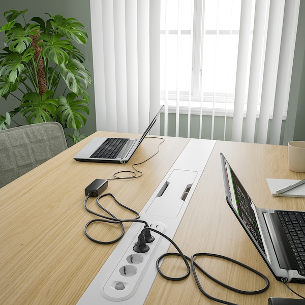 IKEA MITTZON conference table, 55 1/8x42 1/2x29 1/2 in Oak Veneer / White, Ikea Ireland | 4615MRJOI