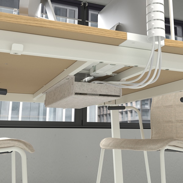 IKEA MITTZON conference table, 55 1/8x42 1/2x29 1/2 in Oak Veneer / White, Ikea Ireland | 4615MRJOI