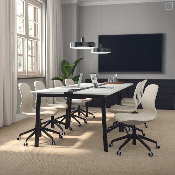 IKEA MITTZON conference table, 55 1/8x42 1/2x29 1/2 in White / Black, Ikea Ireland | 2915ULVIJ