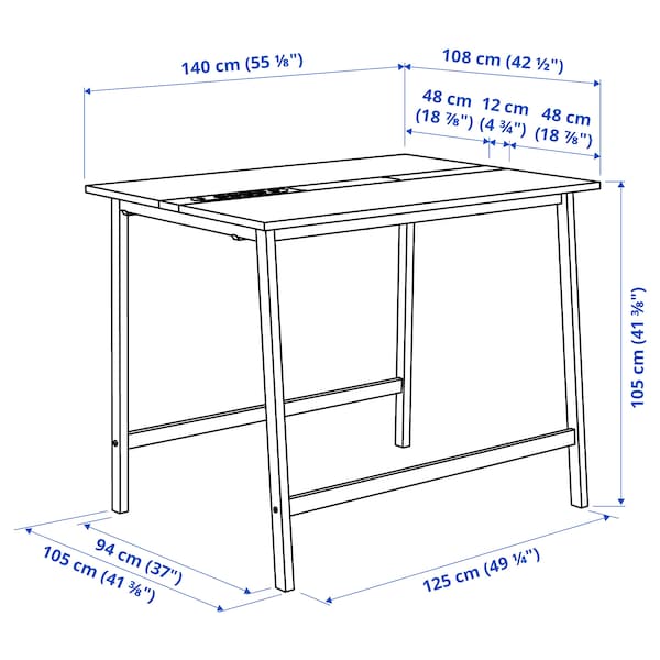 IKEA MITTZON conference table, 55 1/8x42 1/2x41 3/8 in White, Ikea Ireland | 5280PMONY