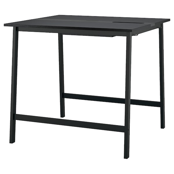 IKEA MITTZON conference table, black stained ash veneer/black, 47 1/4x42 1/2x41 3/8 in Black Stained Ash Veneer / Black, Ikea Ireland | 4721AMGSB