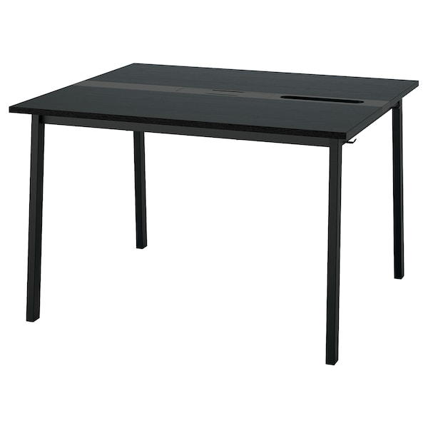 IKEA MITTZON conference table, black stained ash veneer/black, 47 1/4x42 1/2x29 1/2 in Black Stained Ash Veneer / Black, Ikea Ireland | 5704UWKGT