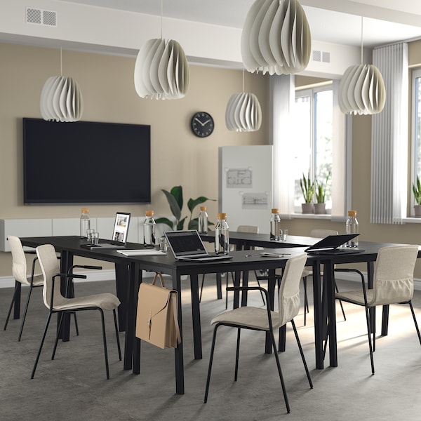IKEA MITTZON conference table, black stained ash veneer/black, 47 1/4x26 3/4x29 1/2 in Black Stained Ash Veneer / Black, Ikea Ireland | 7916HZMLX