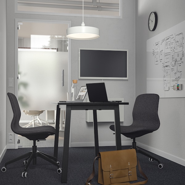 IKEA MITTZON conference table, black stained ash veneer/black, 55 1/8x26 3/4x29 1/2 in Black Stained Ash Veneer / Black, Ikea Ireland | 5046QDHUX