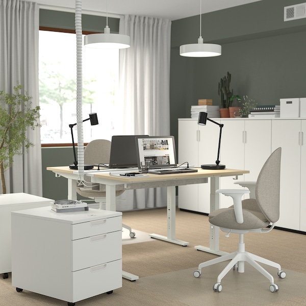 IKEA MITTZON desk, 47 1/4x23 5/8 in Birch Veneer / White, Ikea Ireland | 4706LSRNX