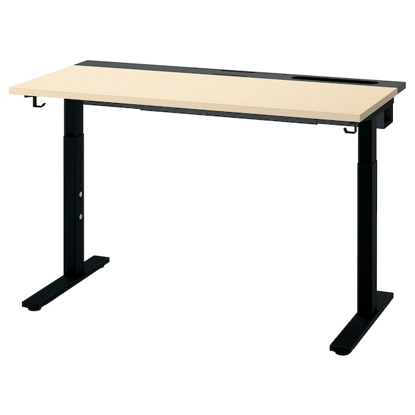 IKEA MITTZON desk, 47 1/4x23 5/8 in Birch Veneer / Black, Ikea Ireland | 6354QDLJT