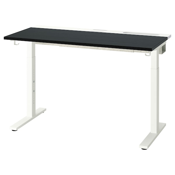 IKEA MITTZON desk, 47 1/4x23 5/8 in Black Stained Ash Veneer / White, Ikea Ireland | 9601QXMTY