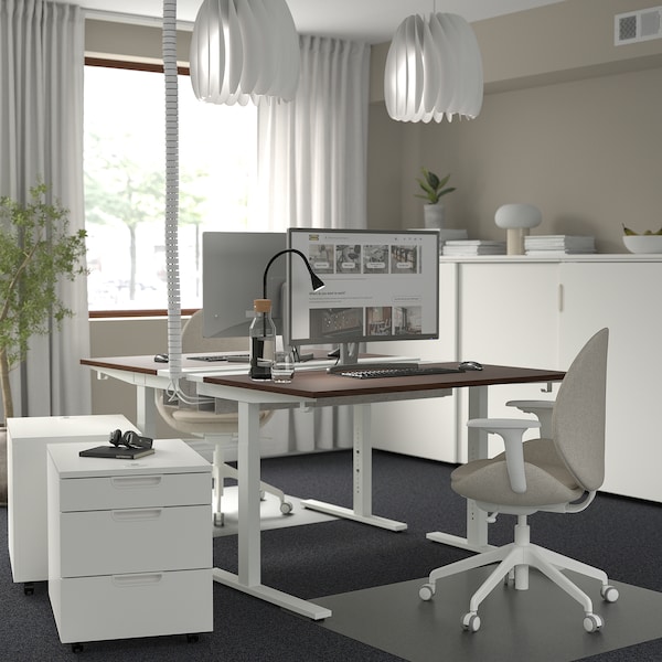 IKEA MITTZON desk, 47 1/4x23 5/8 in Walnut Veneer / White, Ikea Ireland | 2976NURLB