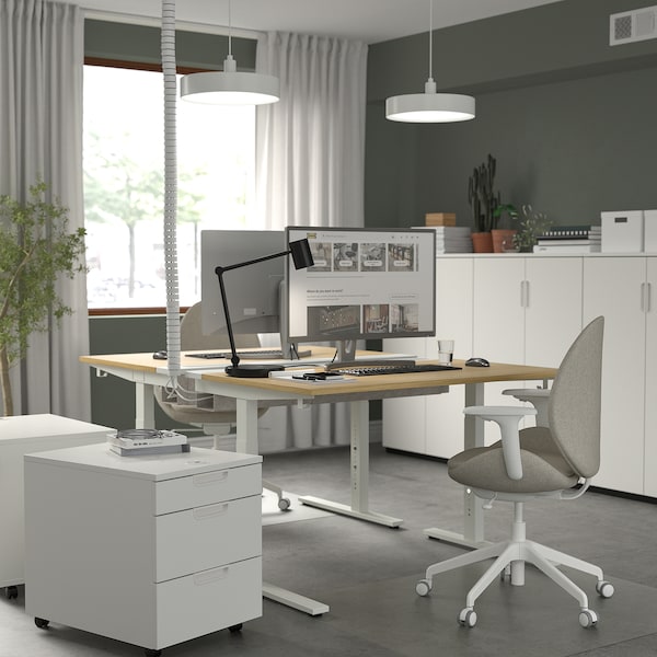 IKEA MITTZON desk, 47 1/4x31 1/2 in Oak Veneer / White, Ikea Ireland | 0568WHAGL