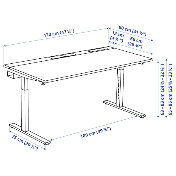 IKEA MITTZON desk, 47 1/4x31 1/2 in Oak Veneer / White, Ikea Ireland | 0568WHAGL