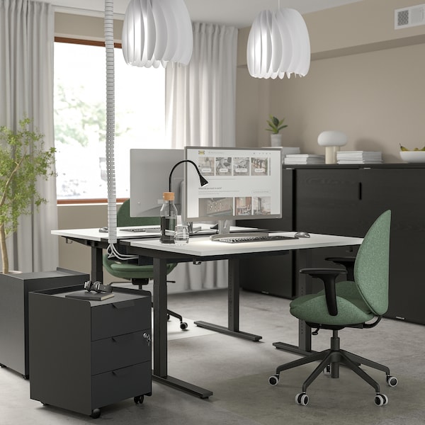 IKEA MITTZON desk, 47 1/4x31 1/2 in White / Black, Ikea Ireland | 0817PEYTI