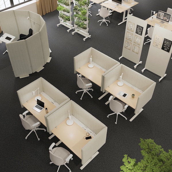 IKEA MITTZON desk, 55 1/8x23 5/8 in Birch Veneer / White, Ikea Ireland | 8925YMCDS