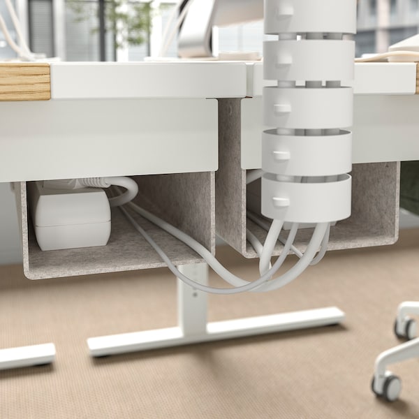IKEA MITTZON desk, 55 1/8x23 5/8 in Oak Veneer / White, Ikea Ireland | 5460AQVXD