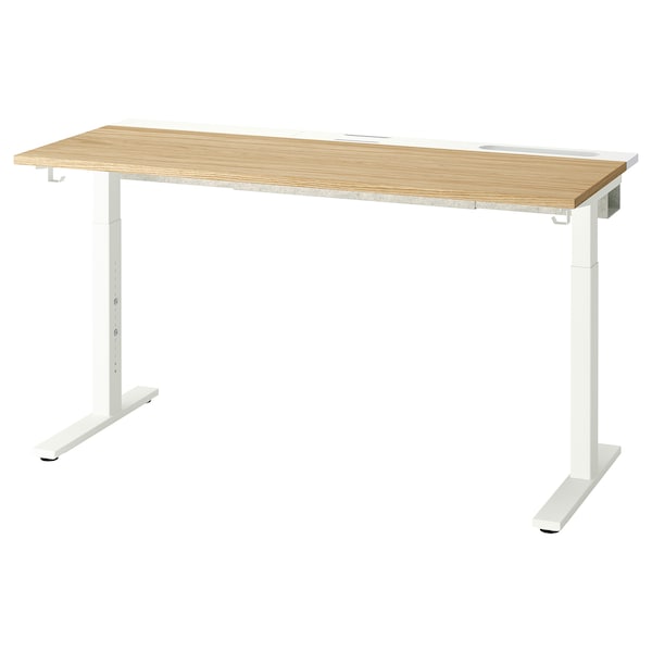 IKEA MITTZON desk, 55 1/8x23 5/8 in Oak Veneer / White, Ikea Ireland | 5460AQVXD