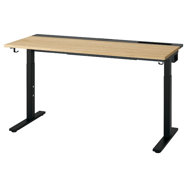 IKEA MITTZON desk, 55 1/8x23 5/8 in Oak Veneer / Black, Ikea Ireland | 4871CVPZE