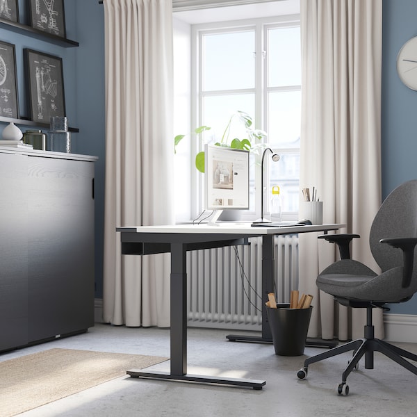 IKEA MITTZON desk, 55 1/8x23 5/8 in White / Black, Ikea Ireland | 3548SFXIC