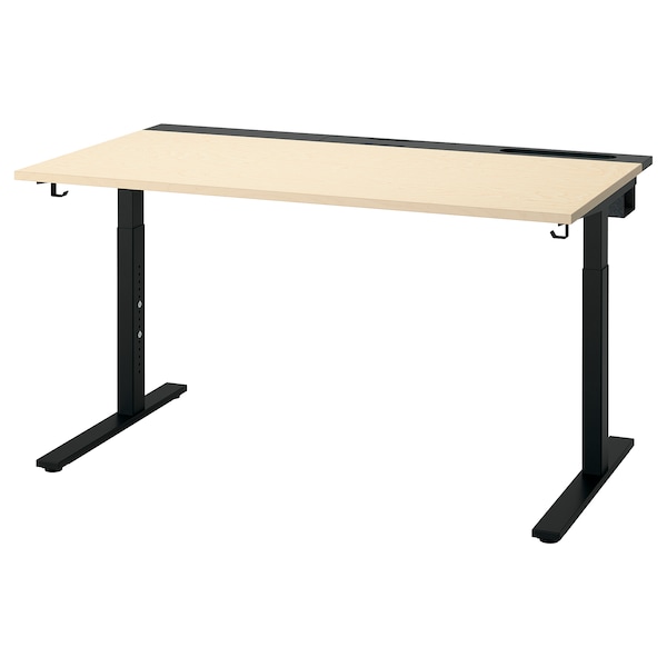 IKEA MITTZON desk, 55 1/8x31 1/2 in Birch Veneer / Black, Ikea Ireland | 1609ARUZS