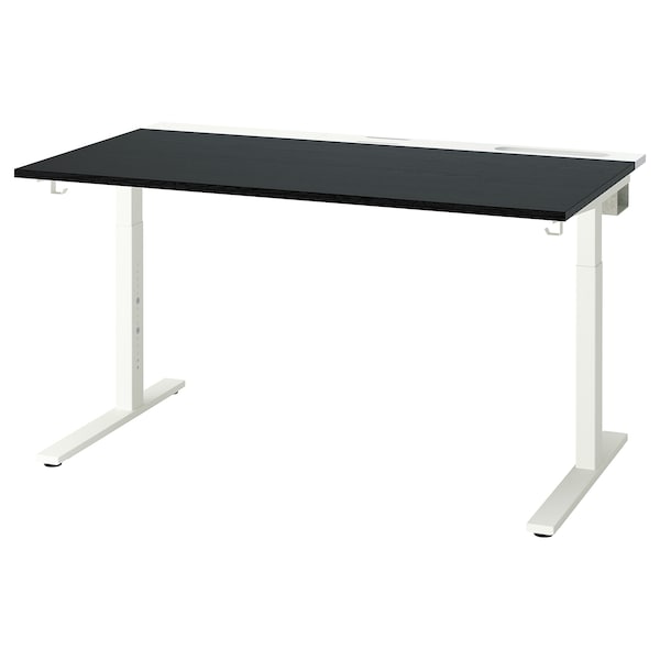 IKEA MITTZON desk, 55 1/8x31 1/2 in Black Stained Ash Veneer / White, Ikea Ireland | 8190KUXVF