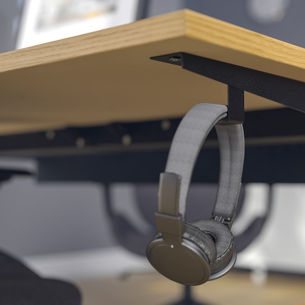 IKEA MITTZON desk, 55 1/8x31 1/2 in Oak Veneer / Black, Ikea Ireland | 9587KDSVN