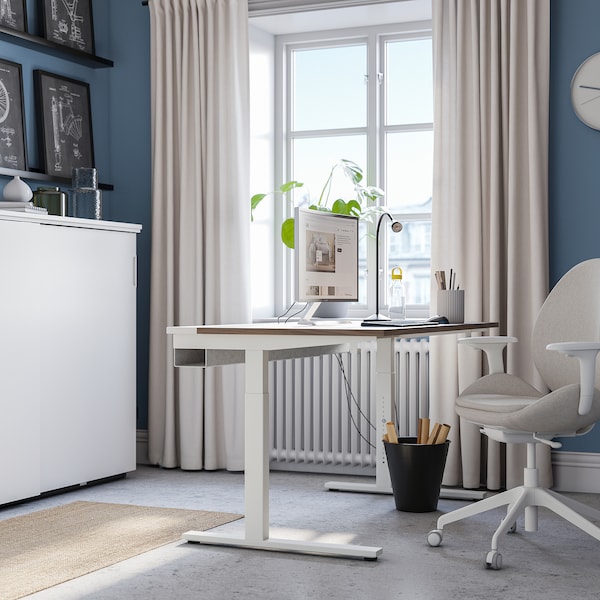 IKEA MITTZON desk, 55 1/8x31 1/2 in Walnut Veneer / White, Ikea Ireland | 6910NRJXY