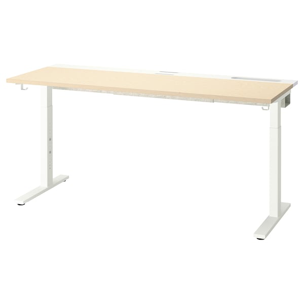 IKEA MITTZON desk, 63x23 5/8 in Birch Veneer / White, Ikea Ireland | 5237UHLXM