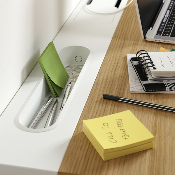 IKEA MITTZON desk, 63x23 5/8 in Oak Veneer / White, Ikea Ireland | 2189EFITR