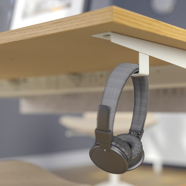 IKEA MITTZON desk, 63x23 5/8 in Oak Veneer / White, Ikea Ireland | 2189EFITR