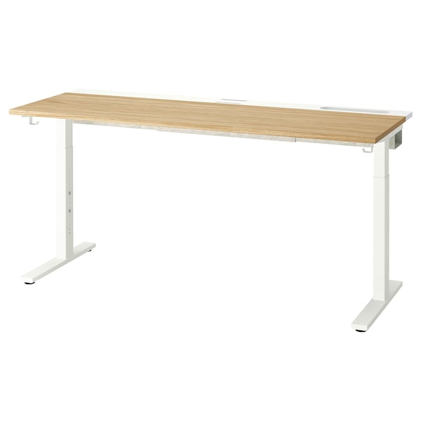 IKEA MITTZON desk, 63x23 5/8 in Oak Veneer / White, Ikea Ireland | 2189EFITR