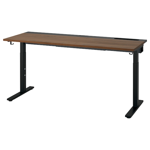 IKEA MITTZON desk, 63x23 5/8 in Walnut Veneer / Black, Ikea Ireland | 5320WYLBC