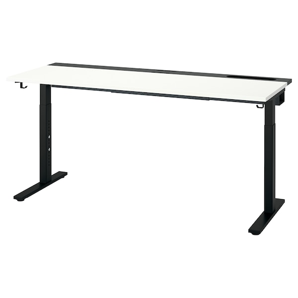 IKEA MITTZON desk, 63x23 5/8 in White / Black, Ikea Ireland | 8502HNKBO