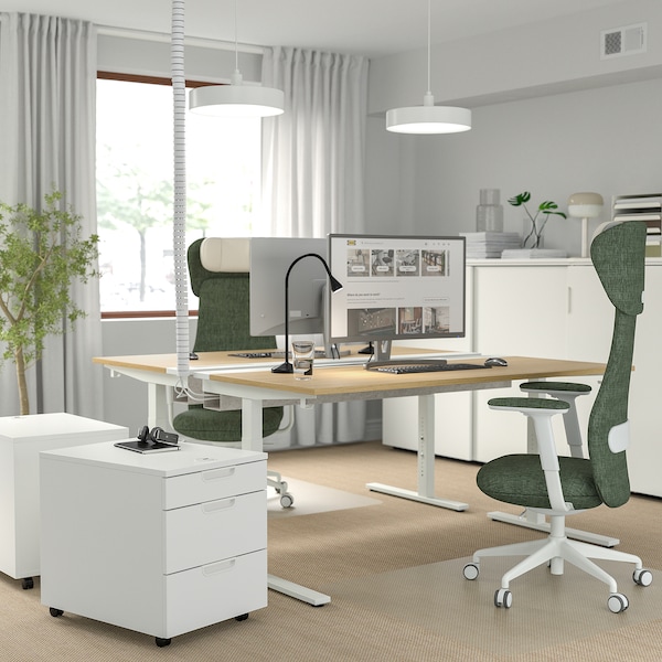 IKEA MITTZON desk, 63x31 1/2 in Oak Veneer White, Ikea Ireland | 8597PMCXH
