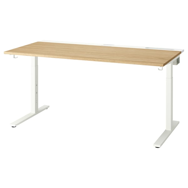 IKEA MITTZON desk, 63x31 1/2 in Oak Veneer White, Ikea Ireland | 8597PMCXH