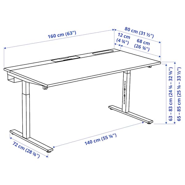 IKEA MITTZON desk, 63x31 1/2 in Walnut Veneer / Black, Ikea Ireland | 3459RBKQA