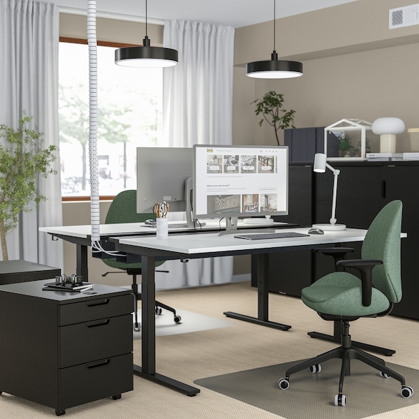 IKEA MITTZON desk, 63x31 1/2 in White / Black, Ikea Ireland | 8140IJYPE