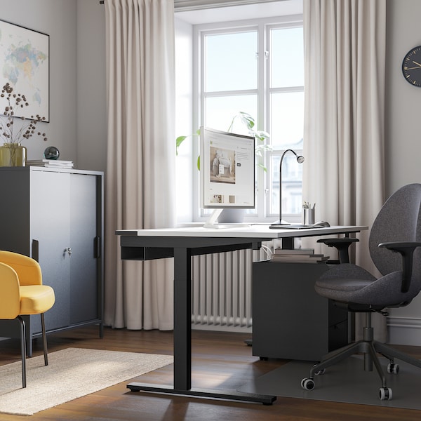 IKEA MITTZON desk, 63x31 1/2 in White / Black, Ikea Ireland | 8140IJYPE